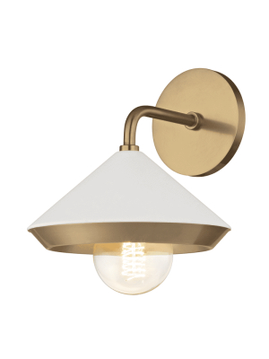 Marnie 1 Light Wall Sconce - Aged Brass/white