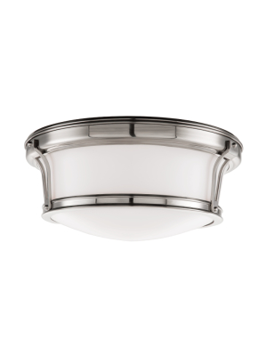 Hudson Valley Lighting Newport 2-bulb Ceiling Lamp - Satin Nickel & Opal Glossy