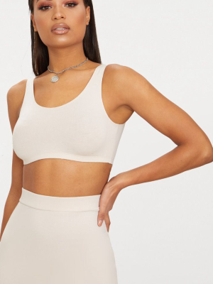 Cream Second Skin Scoop Neck Crop Top