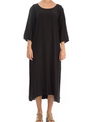 Minimalist Black Silk Bamboo Dress