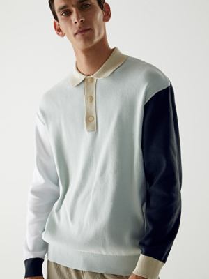 Knitted Long-sleeve Polo Shirt