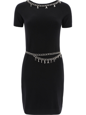 Elisabetta Franchi Logo Charms Chain Detail Mini Dress