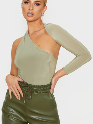 Sage One Shoulder Asymmetric Bodysuit