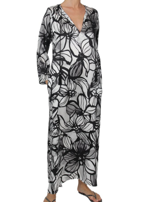 Silk Printed Long Hammer Dress