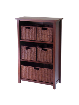 42.99" 6pc Milan Cabinet/shelf & Baskets Walnut - Winsome