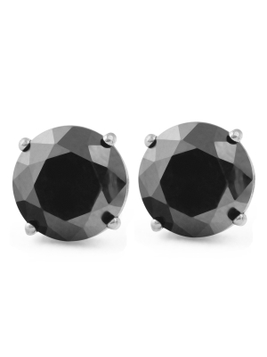 Pompeii3 2 1/2ct Black Diamond Studs Womens Earrings 14k White Gold