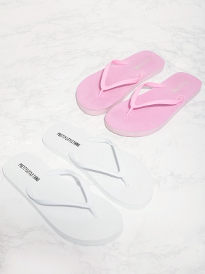 White & Pink Flip Flop 2 Pack