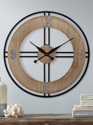 River Parks Studio Addie 26" Round Wood And Metal Wall Clock