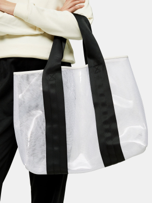 Latch Black And White Large Mesh Tote Bag