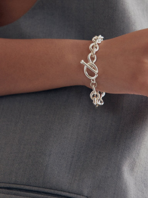 Large Round Chain Bracelet With Toggle Silver
