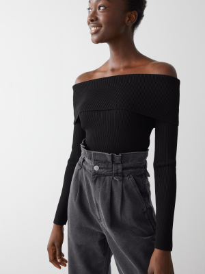 Fitted Off Shoulder Rib Top