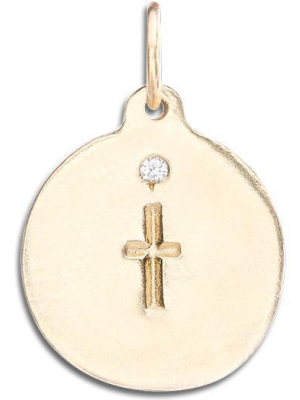 Cross Disk Charm With Diamond