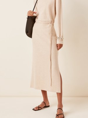 Belted Cotton-blend Midi Sweater Dress