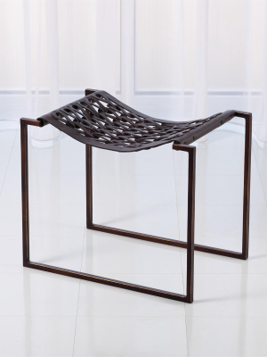 Global Views Knit & Pearl Stool - Bronze & Brown