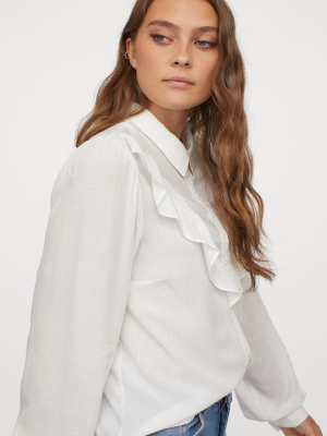 Flounce-trimmed Blouse