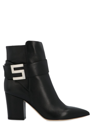 Sergio Rossi Logo Plaque Ankle Boots