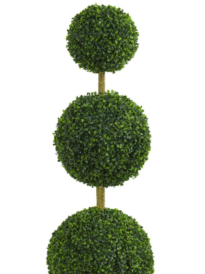 6ft Boxwood Triple Ball Topiary Artificial Tree In Slate Planter - Nearly Natural