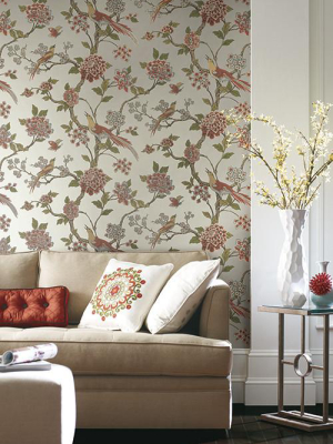 Fanciful Floral Wallpaper In Silver And Multi By Ashford House For York Wallcoverings