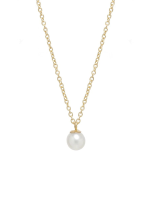 Zoe Chicco Pearl Drop Necklace In Yellow Gold