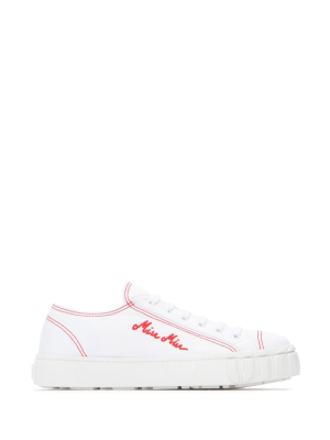 Miu Miu Logo Embroidered Sneakers