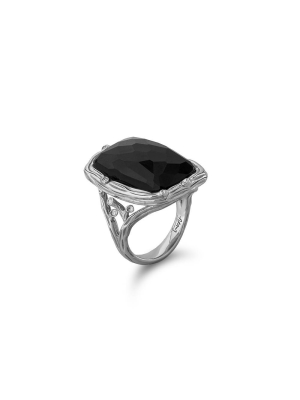 Enchanted Forest Ring With Hematite Doublet And Diamonds