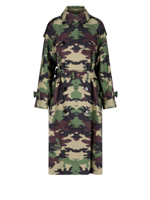 Burberry Camouflage-printed Belt Waisted Coat