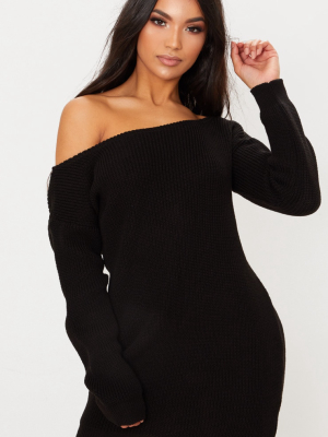 Black Off The Shoulder Sweater Dress