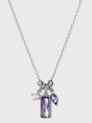 Silver Plated And Cubic Zirconia Charm Necklace - A New Day™