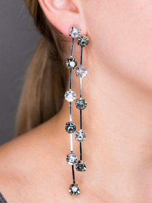 Black Diamond Double Row Earrings