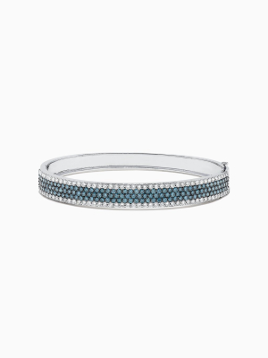 Effy Bella Bleu 14k White Gold Blue And White Diamond Bangle, 4.47 Tcw