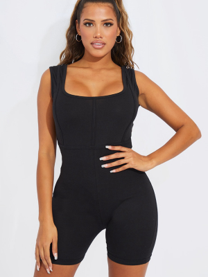 Shape Black Cotton Corset Detail Unitard