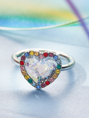 Crystal Heart Ring In Ombre