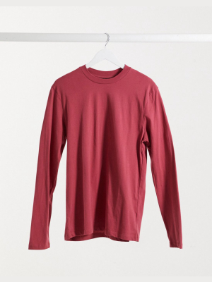 Asos Design Long Sleeve T-shirt With Crew Neck In Red