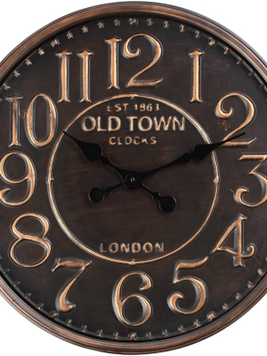 River Parks Studio 1863 Old Town London 23 1/2" Wide Rustic Vintage Wall Clock