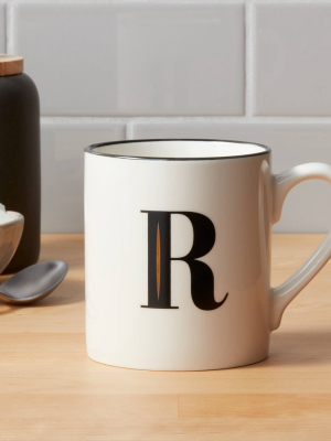 16oz Stoneware Monogram R Mug White - Threshold™