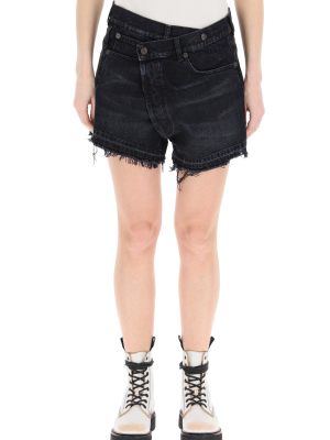 R13 Crossover Denim Shorts