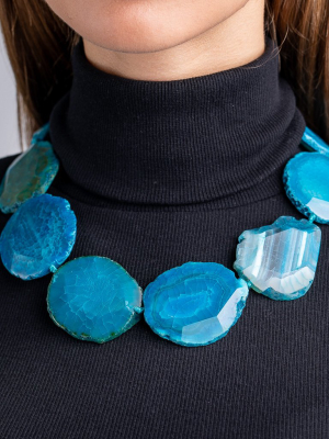 Blue Stone Station Necklace