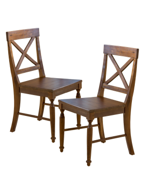 Set Of 2 Rovie Acacia Wood Dining Chair - Christopher Knight Home