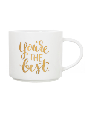 15oz Stoneware You're The Best Stackable Mug White/gold - Threshold™