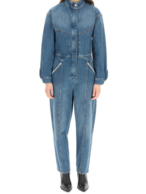 Stella Mccartney Logo Tape Denim Jumpsuit