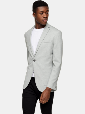 Green Skinny Single Breasted Blazer With Notch Lapels