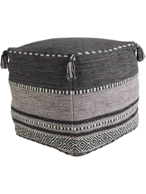 Trenza Cube Black/charcoal/light Gray Pouf