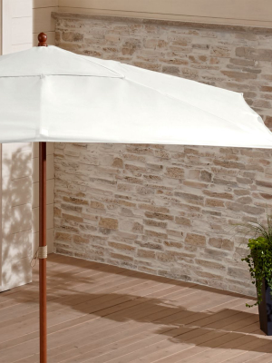 Rectangular Sunbrella ® White Sand Patio Umbrella With Eucalyptus Frame