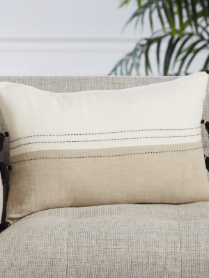 Yamanik Stripes Pillow In White & Beige