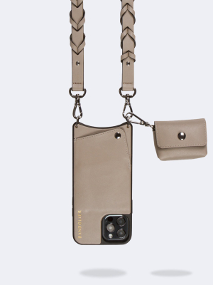 Avery Airpod Clip-on Pouch - Taupe/silver