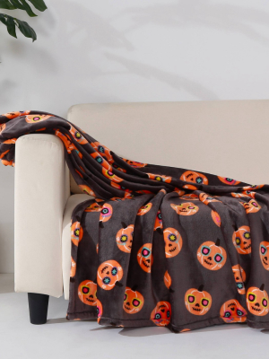 50"x60" Day Of The Dead Printed Halloween Throw Blanket Dark Gray - Better Living