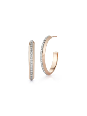 Grant 18k Rose Gold And Diamond Knife Edge Hoop Earrings