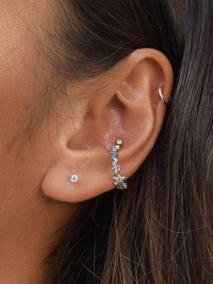 April Birthstone Stud Earrings In Silver With Clear Cz