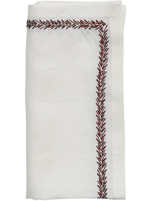 Kim Seybert Jardin Napkins In White & Red – Set Of 4