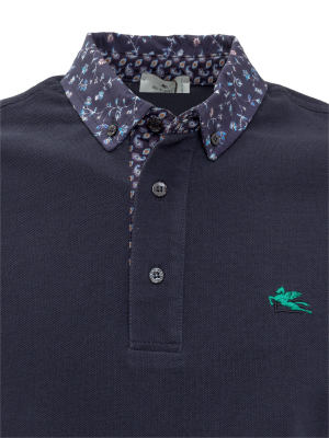 Etro Printed Collar Polo Shirt